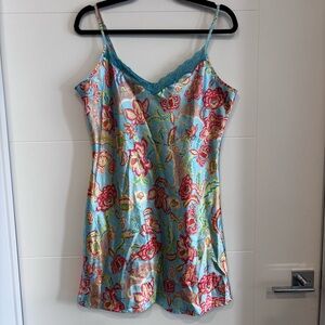 Vibrant Floral Satin slip with Lace Detail